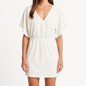 AQUA White Sequin Mini Dress Sm NWT Sparkly Party Dress Holiday Cocktail Bridal